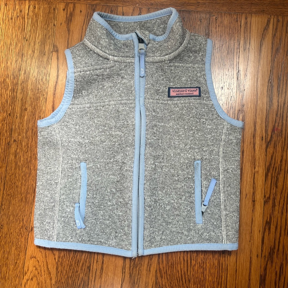Vineyard Vines Gray and Blue Fleece Vest